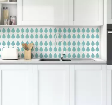 turkis dråber køkken wallsticker - TenStickers