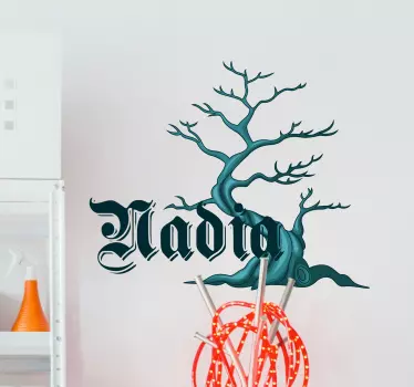 Uhyggeligt træ med personlig navn halloween klistermærke - TenStickers
