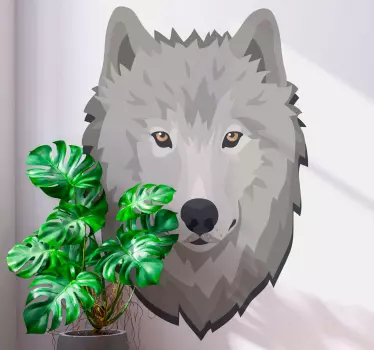Ulv tegning grå ulv med gule øjne klistermærke - TenStickers