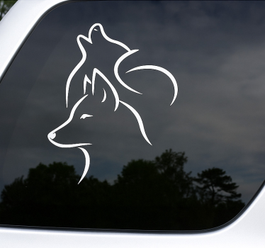 Klistermærke til bil ulv linje kunst - TenStickers