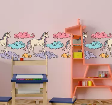 Unicorn grænse mærkat - TenStickers