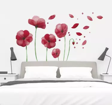 Væg klistermærker soveværelse valmue blomster - TenStickers