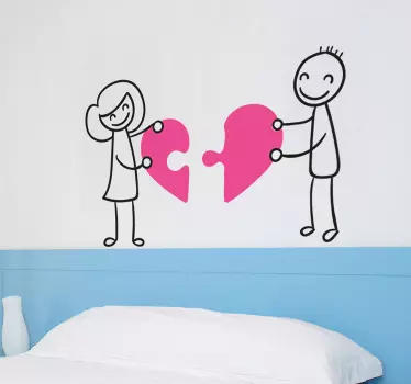 Vægklistermærke med hjertepuslespil - TenStickers