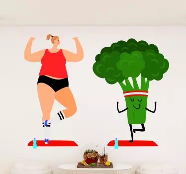 Vægoverføringsbillede med sund mad og yoga - TenStickers