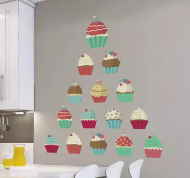 Vægoverføringsbillede på cupcake-pyramide - TenStickers
