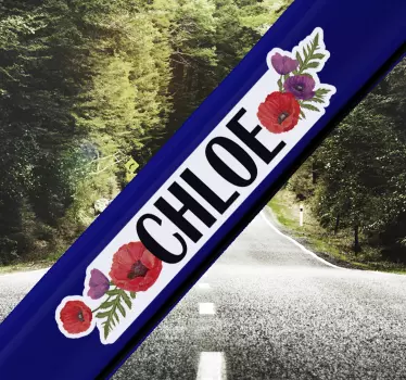 Valmue med navn klistermærke til cykel - TenStickers