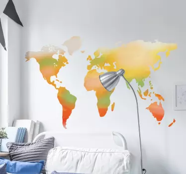 Vandfarve verdenskort wallsticker - TenStickers