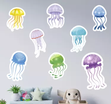 Vandmænd farver fiskemærkat - TenStickers