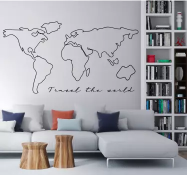 Verdenskort med rejsetekst wall stickers verdenskort - TenStickers