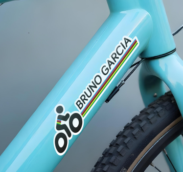 Verdensmester farver og navn klistermærke til cykel - TenStickers