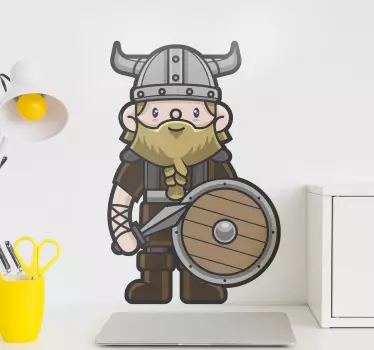 Viking, der holder træskærm og økse karaktervægklistermærker - TenStickers