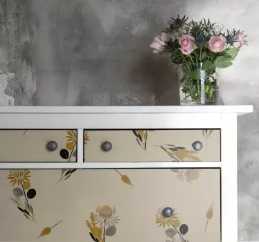 Vintage blomster mærkat til møbler - TenStickers
