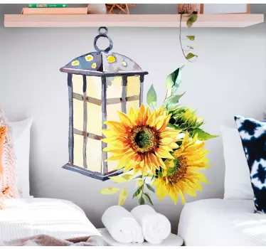 Vintage lanterne med solsikke blomst væg indretning - TenStickers
