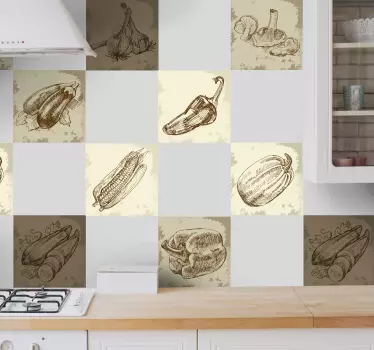 Vintage mad illustration køkken klistermærke - TenStickers