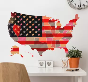 Vintage usa kort vægklistermærke - TenStickers