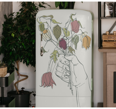 Visne blomster følelse koncept køleskab mærkater - TenStickers