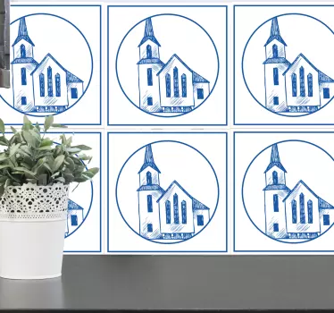 Wallsticker dyr charmerende kirke kontur - TenStickers