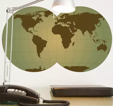 Wallsticker gylden jordklode - TenStickers