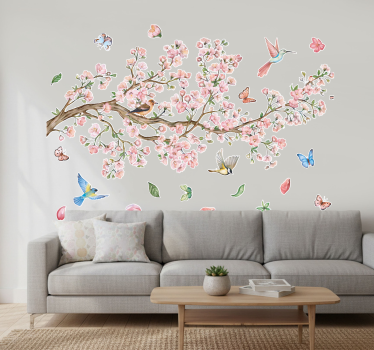 Wallsticker kirsebærblomst med fugle - TenStickers