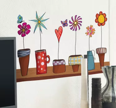 Wallsticker seks blomster - TenStickers