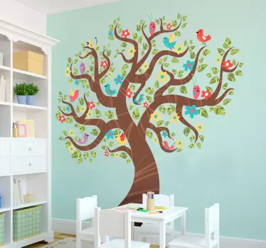 Wallstickers til børn træ blomster - TenStickers