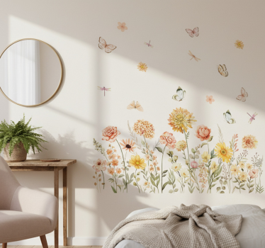 Wallsticker vildblomstereng med sommerfugle - TenStickers