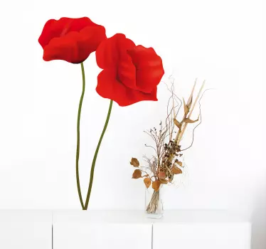 Wallstickers blomster røde valmuer - TenStickers