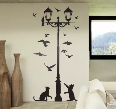 Wallstickers katte lygtepæl - TenStickers