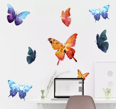wallstickers sommerfugle vandfarve - TenStickers