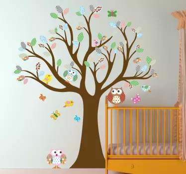 Wallstickers til Børn med Træ med Ugle - TenStickers