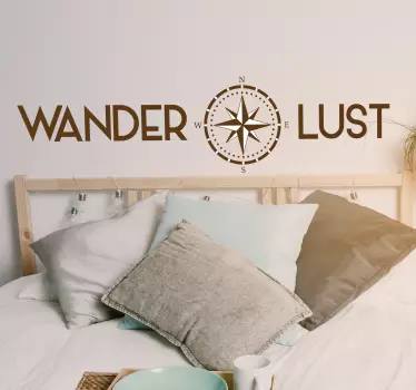 Wanderlust kompas væg klistermærke til soveværelse - TenStickers