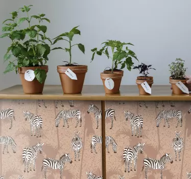 Zebra og palmer brune mærkater til møbler - TenStickers