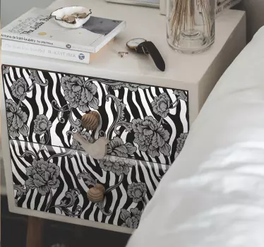 Zebra print og dekorative blomsteroverføringsbilleder til møbler - TenStickers