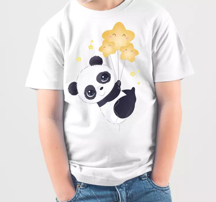 Baby panda med ballon t-shirt til børn - TenStickers