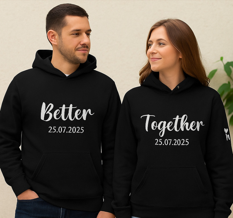 Bedre sammen brugerdefineret dato hoodie - TenStickers