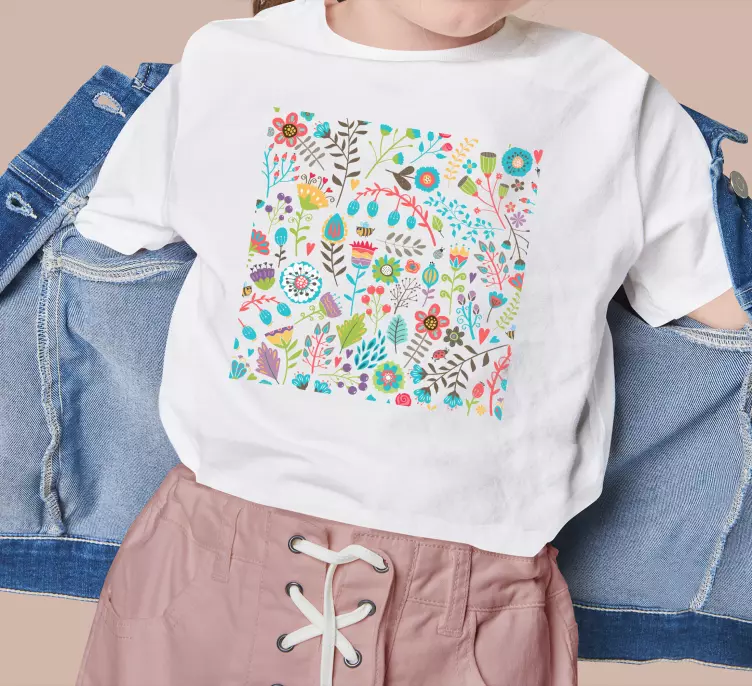 Blomstermønster glæde t-shirt til børn - TenStickers