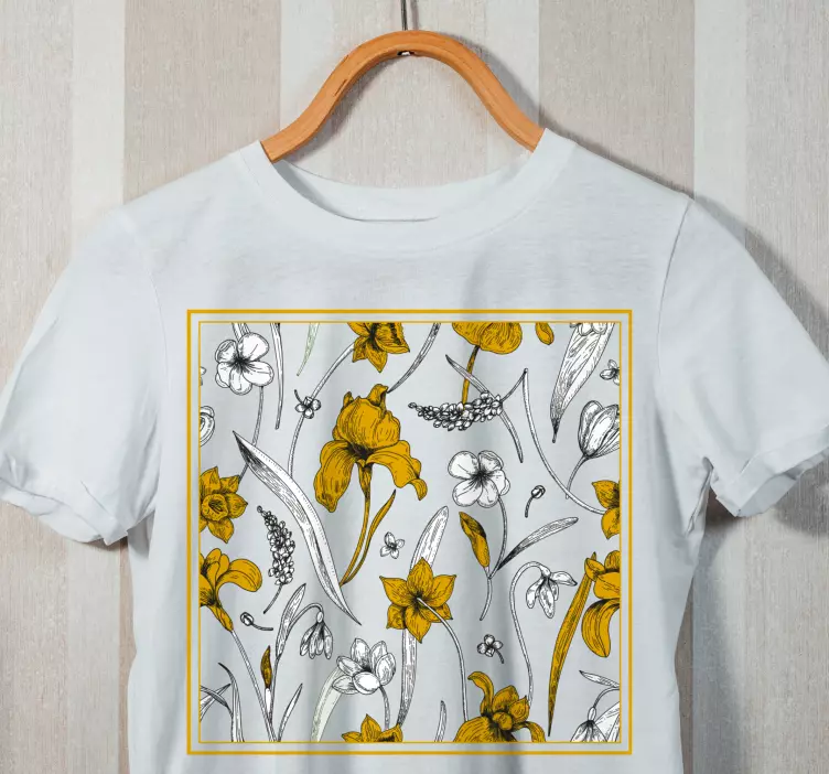 Blomstret mønstret motiv original t-shirt - TenStickers