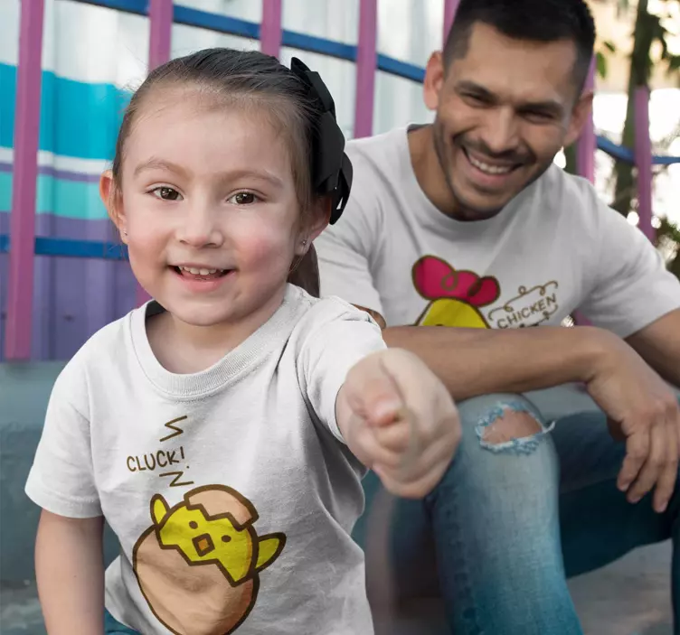 Chick and chicken far og barn t-shirt - TenStickers