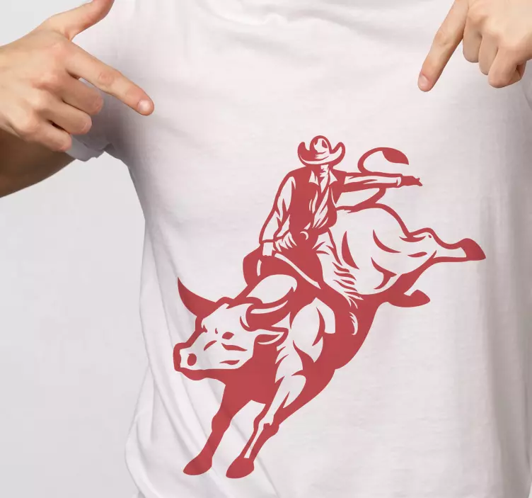 Cowboy, der kører på en tyr-t-shirt - TenStickers