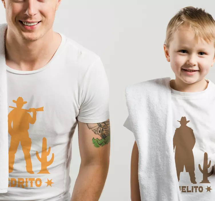 Cowboy og heste mønster t-shirt - TenStickers