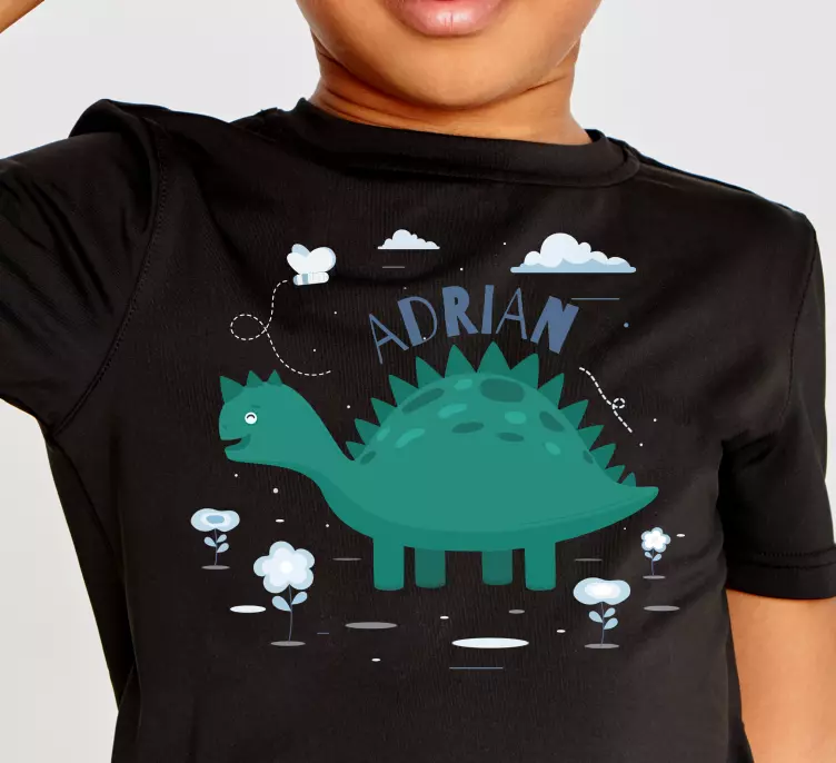 Dinosaur med personlig navn børnet-shirt - TenStickers