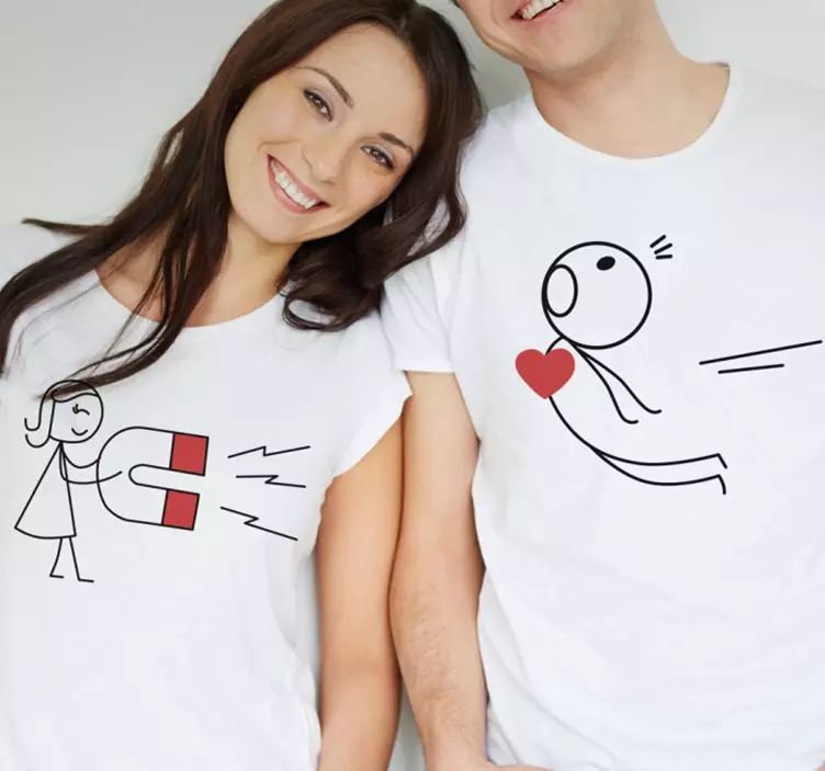 Doodle par med hjerte par t shirts - TenStickers