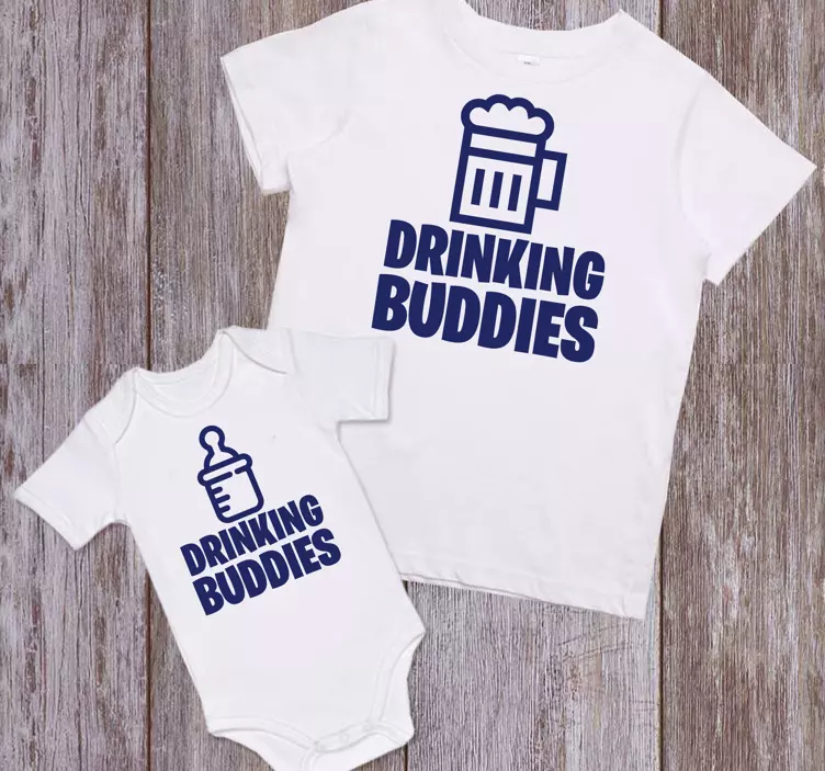 Drinking buddies far og søn tøj t shirt - TenStickers