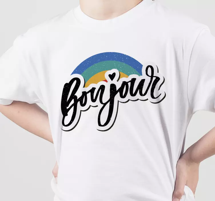 Farverig bonjour t-shirt til børn - TenStickers