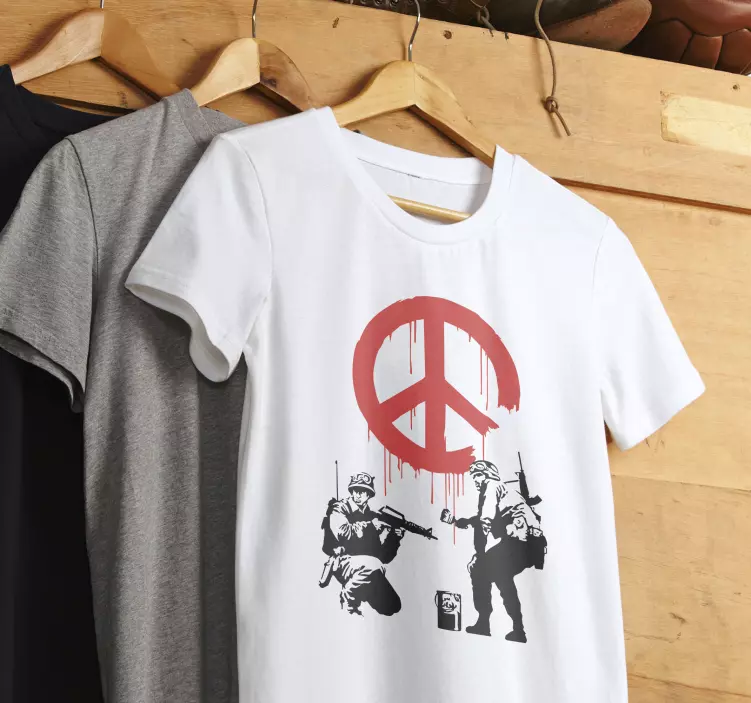 Fredstegn banksy brugerdefineret t-shirt - TenStickers