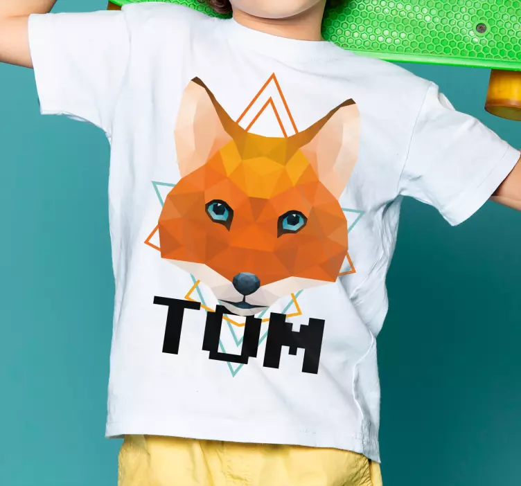 Geometrisk-dyr vild ræv T-shirts med navn - TenStickers