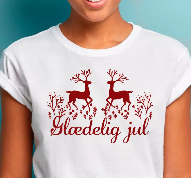 Glædelig jul rød rensdyr juleskjorte - TenStickers