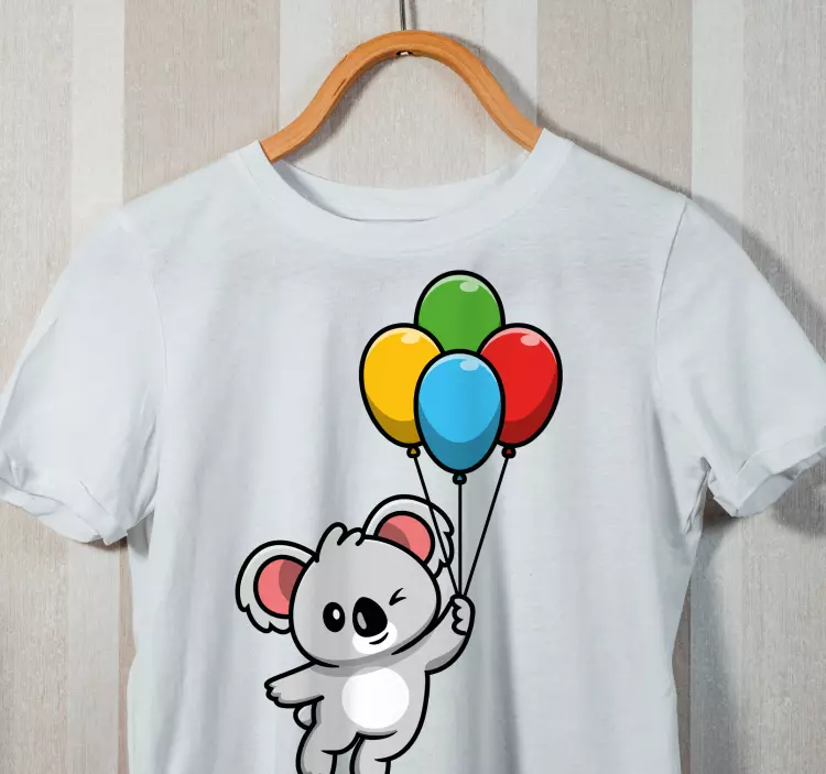 Grå koala med ballon t-shirt til børn - TenStickers
