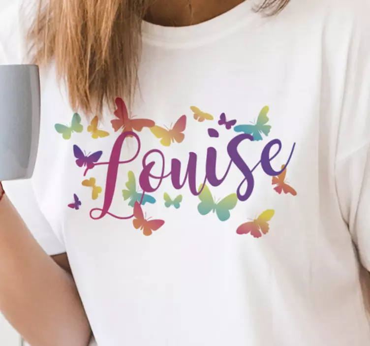 Gradient sommerfugle med navn t-shirt - TenStickers