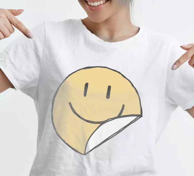 Gul smil farveblyant ansigt t-shirt - TenStickers